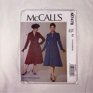 New uncut McCall’s M7478 women’s coat pattern sizes 14-22